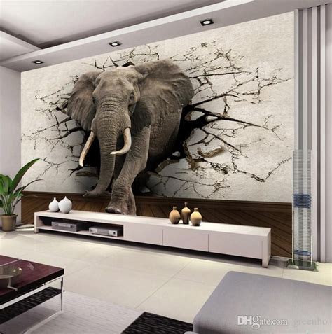 Custom D Elephant Wall Mural Personalized Giant Photo Wallpaper