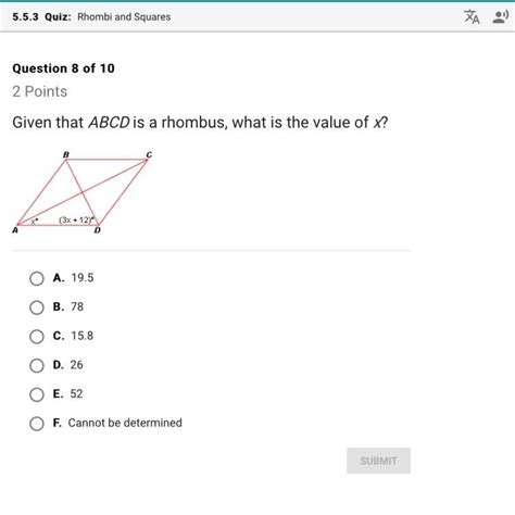 FREE Given That Abcd Is A Rhombus What Is The Value Of X Brainly