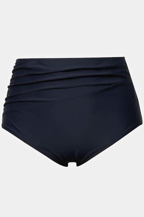 Bas de bikini drapé taille haute marine Ulla Popken