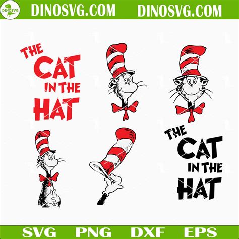 The Cat In The Hat Dr Seuss Svg Dr Seuss Books Svg Png Dxf Eps Dinosvg練