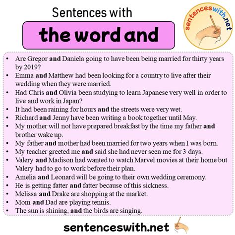 Sentences with the word and, 14 Sentences about the word and in English ...