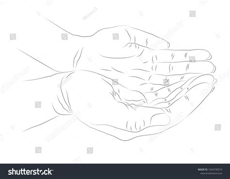 Hope Concept Hand Drawn Open Palms Black And Royalty Free Stock