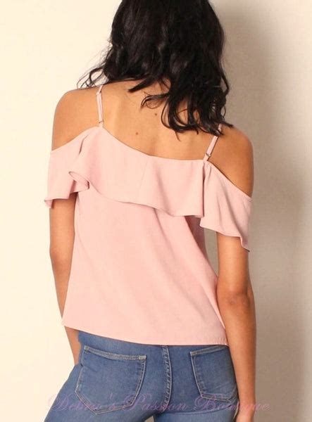 Lunik Cold Shoulder Ruffle Top Dusty Pink Debras Passion Boutique