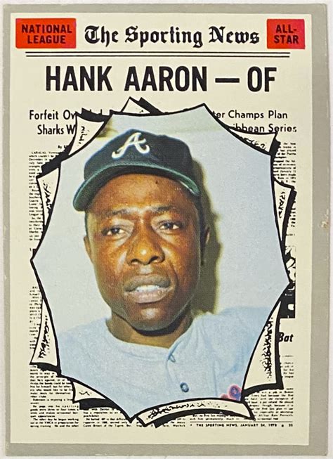 Hank Aaron Topps Atlanta Braves Baseball Sporting News All Stars