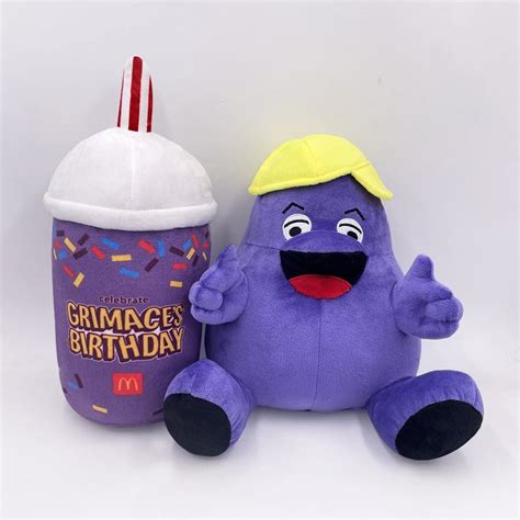 Grimace Birthday Plush Toy,Grimace Shake Yellow Hat Plush Doll, Soft Stuffed Figures Dolls ...