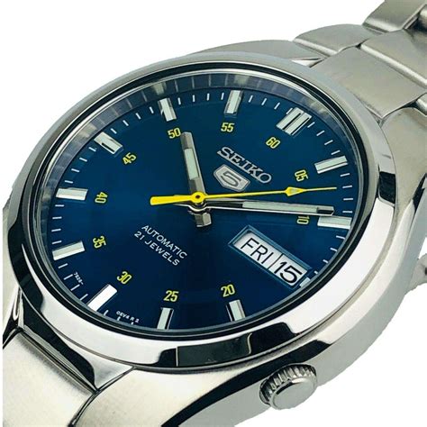 Seiko Automatic Stainless Steel Blue Dial Mens Watch Snk K