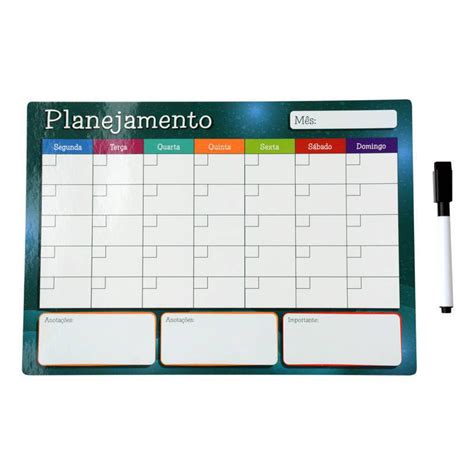 Lousa Planejamento Mensal Imã de Geladeira Planner 30x21cm Shopee Brasil