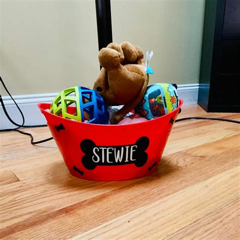 Dog Toy Basket Personalized Red Personalized Pet Toy Storage | Etsy