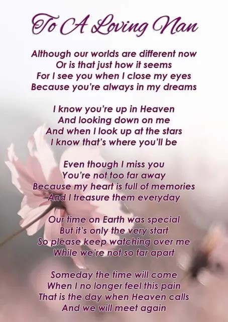 TO A LOVING Nan Memorial Funeral Graveside Poem Card & Free Ground Stake F350 £2.99 - PicClick UK