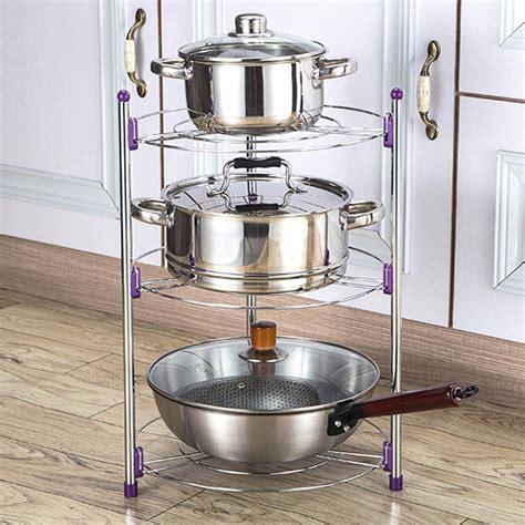 Luxury Multi Functional Kitchen Storage Rack Stainless Steel Pan Pot