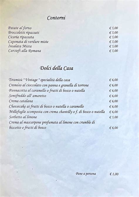 Carta Y Men Actualizados Osteria La Vecchia Cantina En Genzano