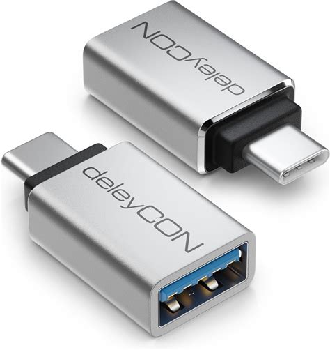 DeleyCON USB C Auf USB OTG Adapter Aluminium USB 5 Gbit S Handy OTG