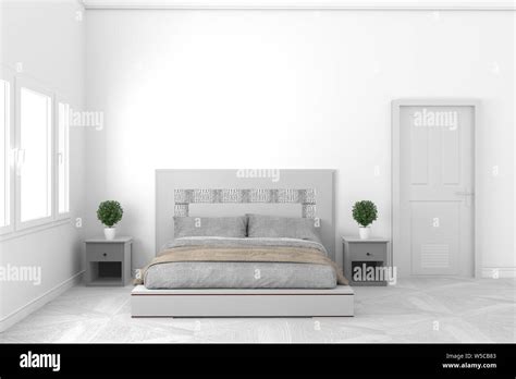 Empty concept - Beautiful white bed room empty style with white floor ...