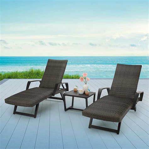 Miami Piece Woven Chaise Lounge Set Outdoor Patio Chaise Lounge