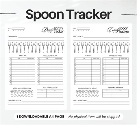 Daily Spoon Tracker Spoon Theory Journal Spoonie Diary Fatigue