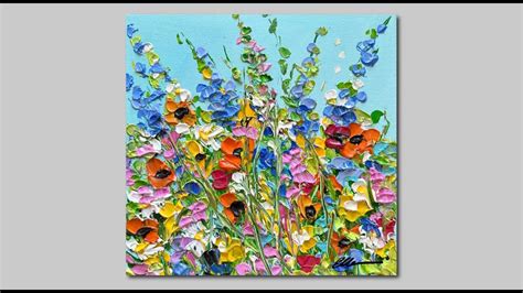 Abstract Acrylic Wildflower Painting Palette Knife Painting Acrylic