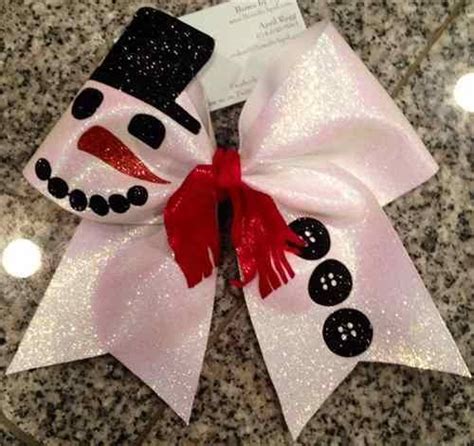 Bows By April Frosty The Bowman White Glitter Snowman Cheer Bow 15