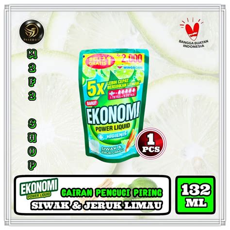 Ekonomi Power Liquid Sabun Cair Cuci Piring Sachet 132 Ml Kemasan