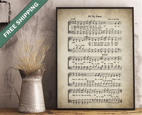 I'll Fly Away Hymn Print Print Sheet Music Art Hymn - Etsy