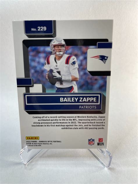 2022 Panini Donruss Optic Rated Rookie 229 Bailey Zappe RC