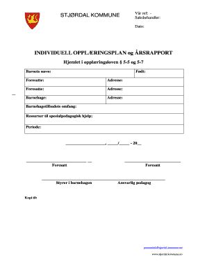 Fillable Online Stjordal Kommune Individuell Opplringsplan Og Rsrapport