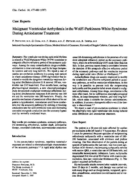 Pdf Malignant Ventricular Arrhythmia In The Wolff Parkinson White