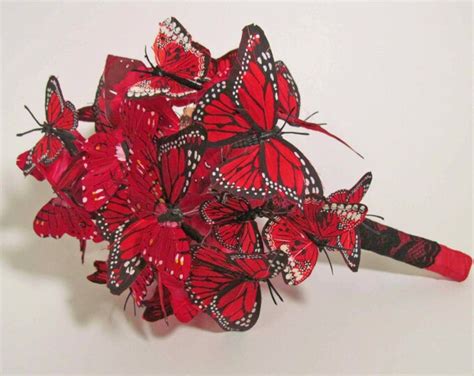 Red Butterfly Bridal Bouquet As Seen In Bridal Guide Etsy