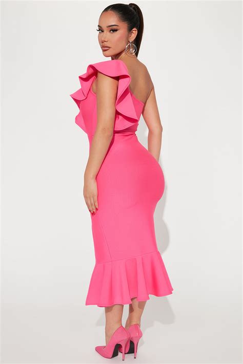 Alaia Bandage Midi Dress Hot Pink Fashion Nova Dresses Fashion Nova