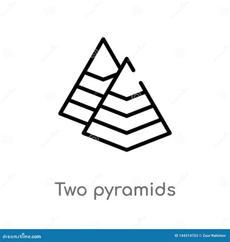 Outline Two Pyramids Vector Icon Isolated Black Simple Line Element