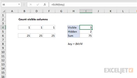 Count Visible Columns Excel Formula Exceljet