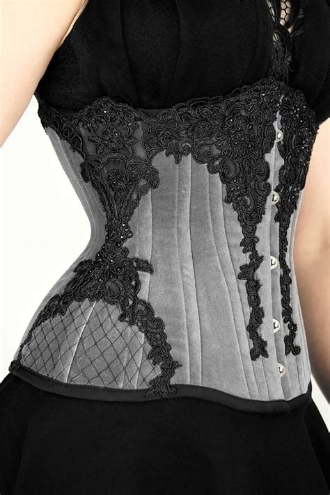 GRAY Velvet Underbust CORSET Veil Black Lace Rhinestone Gothic Etsy UK