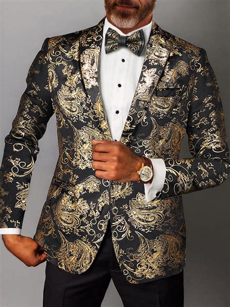 Men S Blazer Jacket Blazer Fashion Party Classic Floral Blazer Silver