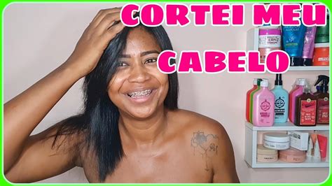 CORTEI MEU CABELO CRESPO ALISADO EM CASA CABELO CORTE QUÍMICO PONTA