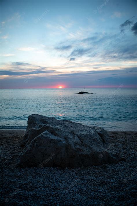 Premium Photo | Sunset above the greece beach porto katsiki