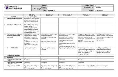 Masusing Banghay Aralin Sa Filipino Detailed Lesson Plan In Filipino