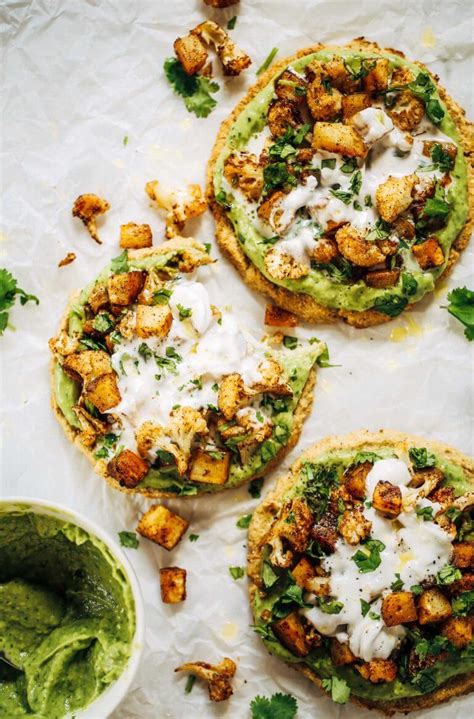 Roasted Veggie Paleo Cauliflower Pitas With Avocado Crema Paleo