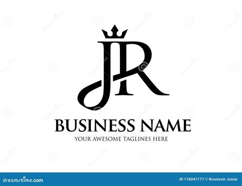 Elegant Initial Letter Jr With Crown Logo Vector Stock Vector