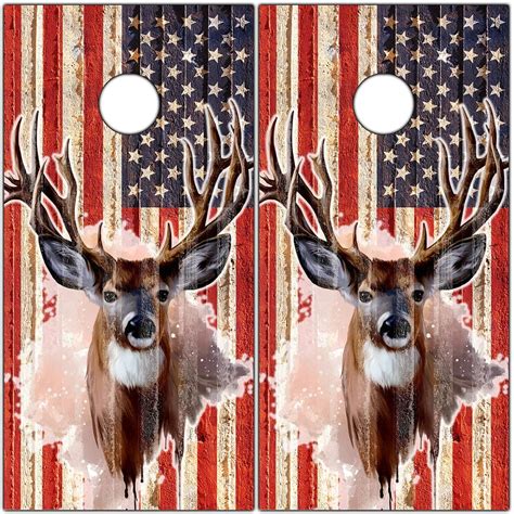 Cornhole Wraps For Boards Vinyl Decals Set Of 2 Deer And American