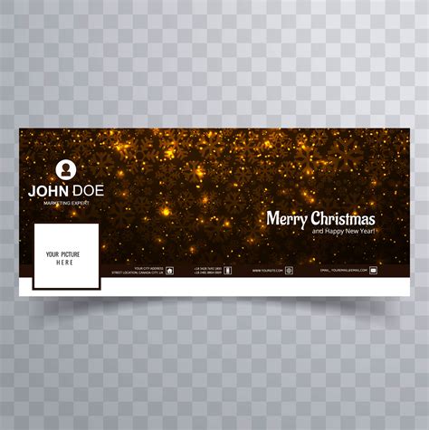 Beautiful Merry Christmas Facebook Cover Template Design Vector