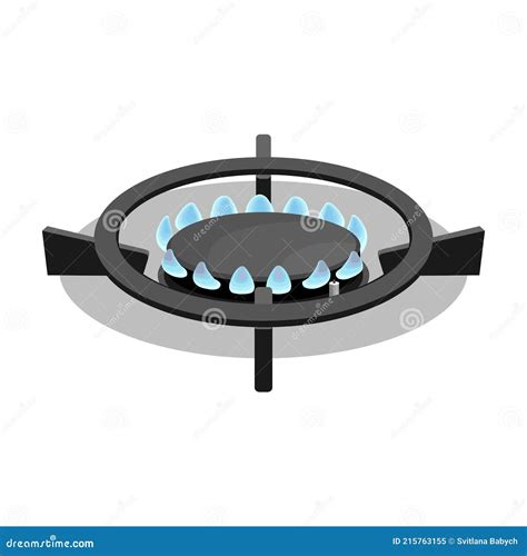 Stove Burner Vector Cartoon Icon Vector Illustration Burning Gas On