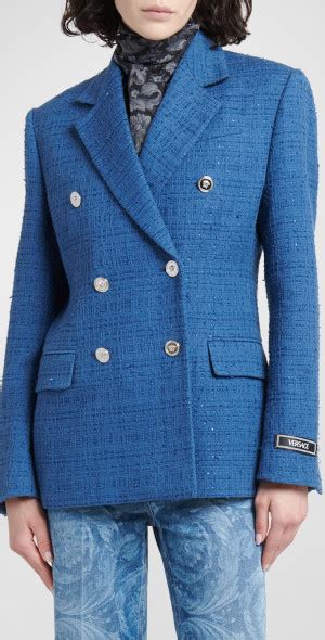 Versace Informal Double Breasted Tweed Jacket