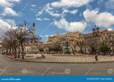 The Beautiful Rossio Square In Lisbon Portugal Editorial Stock Image