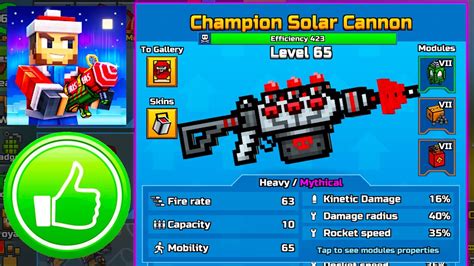 Pixel Gun 3d Champion Solar Cannon Mythical Lvl 65 Max Upgrade Youtube