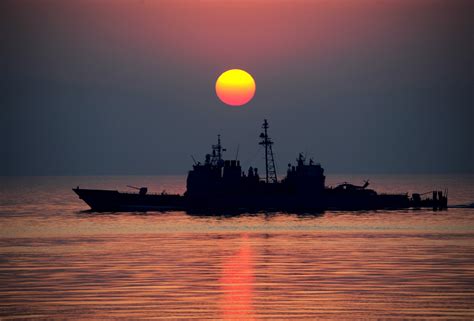 Sunset Sea Ocean Water Navy Free Image From Needpix