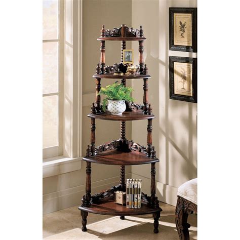 Design Toscano Five Tiered Edwardian Corner Shelf Bookcase Design