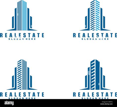 Real Estate Vector Logo Design Abstract Building With Line Shape