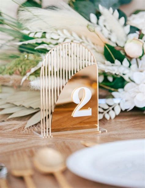 Wedding Gold Arch Table Numbers Wedding Midcentury Modern Etsy Mid