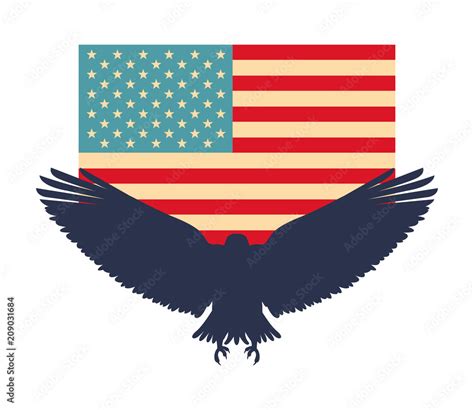 silhouette american eagle flag national symbol vector illustration ...