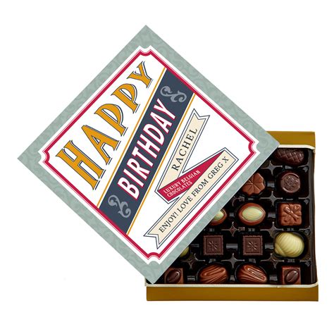 Buy Personalised Belgian Chocolates Retro Happy Birthday For Gbp 1499 Card Factory Uk