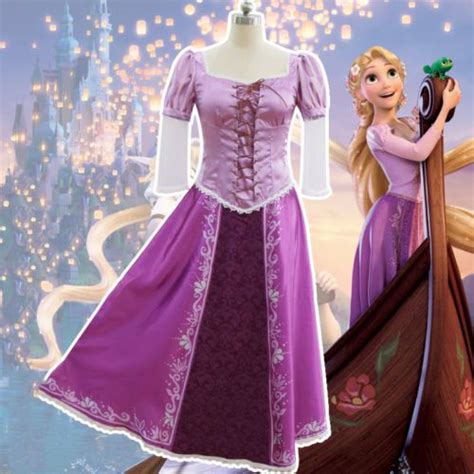 Adult Rapunzel Fancy Dress Cosplay Costume Princess Fairytale Tangled